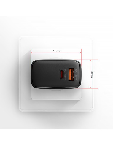 Axagon Acu-Pq45 Qc 3.0, 4.0/Afc/Fcp/Pps/Pd, 45W, Schwarz - Netzladegerät Mit Usb-A Und Usb-C Schnittstelle Telefon Komórkowy, Sm