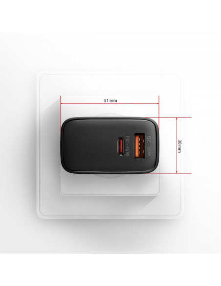 Axagon Acu-Pq45 Qc 3.0, 4.0/Afc/Fcp/Pps/Pd, 45W, Schwarz - Netzladegerät Mit Usb-A Und Usb-C Schnittstelle Telefon Komórkowy, Sm