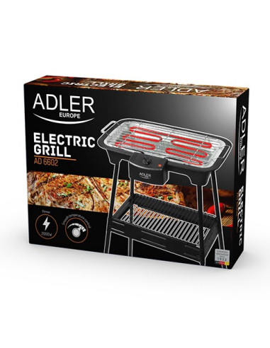 Adler Ad 6602 Gril Blad Prąd Elektryczny Czarny 2000 W