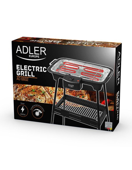 Adler Ad 6602 Gril Blad Prąd Elektryczny Czarny 2000 W