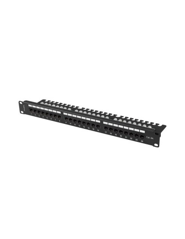 Patch Panel 24 Port 1U 19" Kat.6A Utp Z Organizerem Kablowym Czarny Lanberg