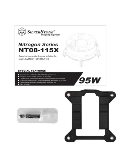 Silverstone Nt08-115X Procesor Chłodnica Powietrza 9,2 Cm Czarny, Miedziany, Srebrny 1 Szt.