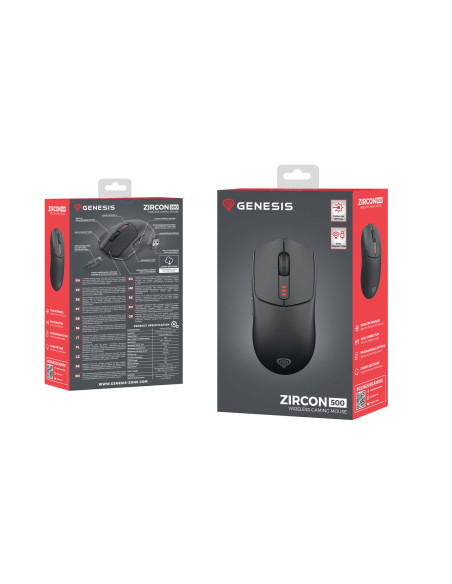 Mysz Dla Graczy Genesis Zircon 500 Bezprzewodowa 10000Dpi Czarna Gamingowa