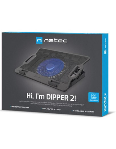 Natec Dipper 2 Podkładka Chłodząca Do Laptop 43,9 Cm (17.3") 650 Rpm Czarny
