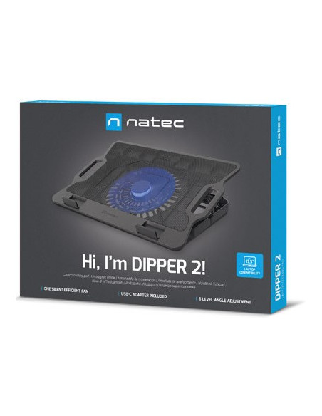 Natec Dipper 2 Podkładka Chłodząca Do Laptop 43,9 Cm (17.3") 650 Rpm Czarny