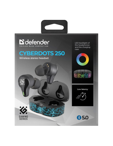 Defender Słuchawki Bluetooth Cyberdots 250 Gaming Czarne 63250