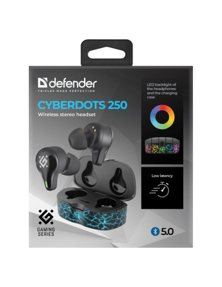 Defender Słuchawki Bluetooth Cyberdots 250 Gaming Czarne 63250
