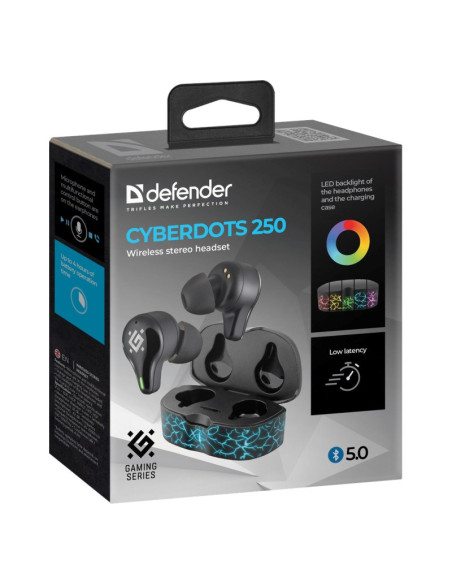 Defender Słuchawki Bluetooth Cyberdots 250 Gaming Czarne 63250