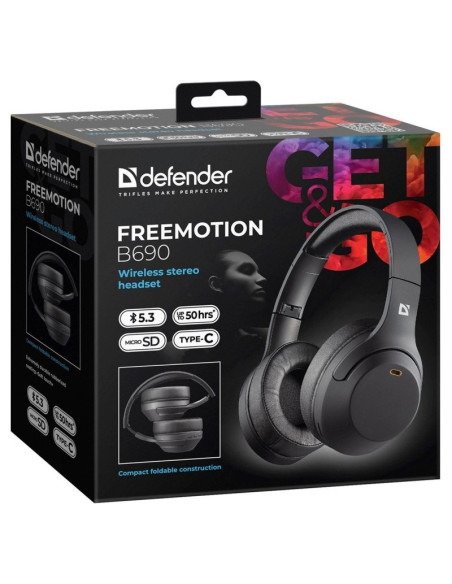 Defender Słuchawki Bluetooth Freemotion B690 Czarne