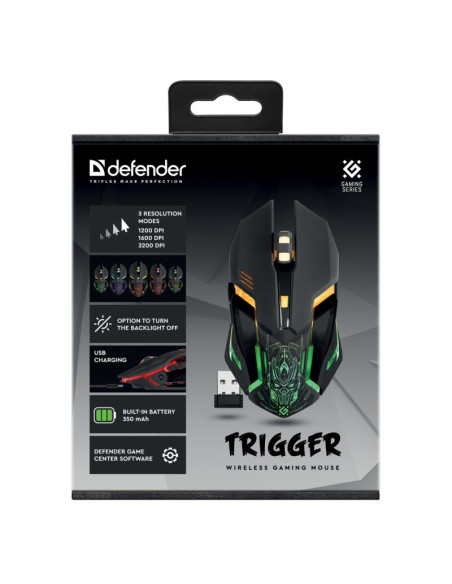Defender Mysz Gm-934 Trigger Optic Rf Bezprzewodowa 3200Dpi 7P 52934