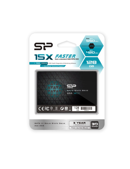 Dysk Ssd Silicon Power Ace A55 128Gb 2,5" Sata Iii 550/420 Mb/S (Sp128Gbss3A55S25)