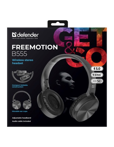 Defender Słuchawki Bluetooth Freemotion B555 Czarne