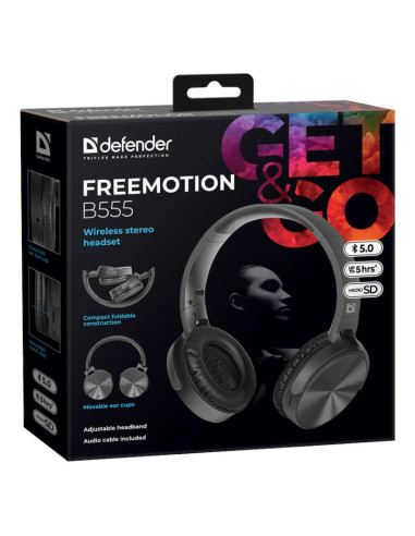 Defender Słuchawki Bluetooth Freemotion B555 Czarne