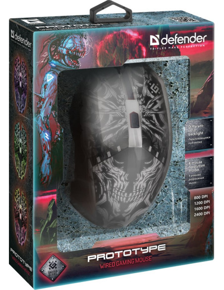 Defender Mysz Przewodowa Prototype Gm-670L Optic 800/1200/1600/2400 Dpi 6P 52670