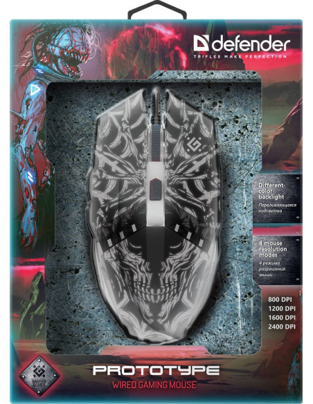 Defender Mysz Przewodowa Prototype Gm-670L Optic 800/1200/1600/2400 Dpi 6P 52670