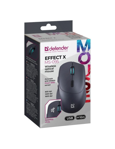 Defender Mysz Effect X Ms-095 Rf Czarna 1600Dpi 6P