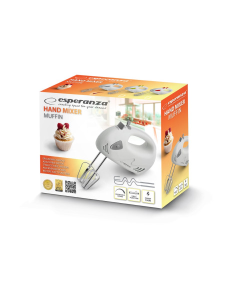 Esperanza Mikser Ręczny Muffin Szary 150W Ekm007We