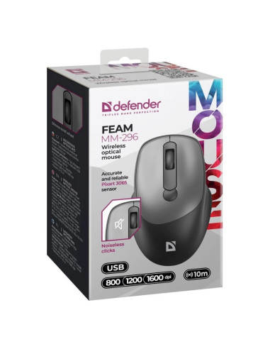 Defender Mysz Feam Mm-296 Rf Silent Szara