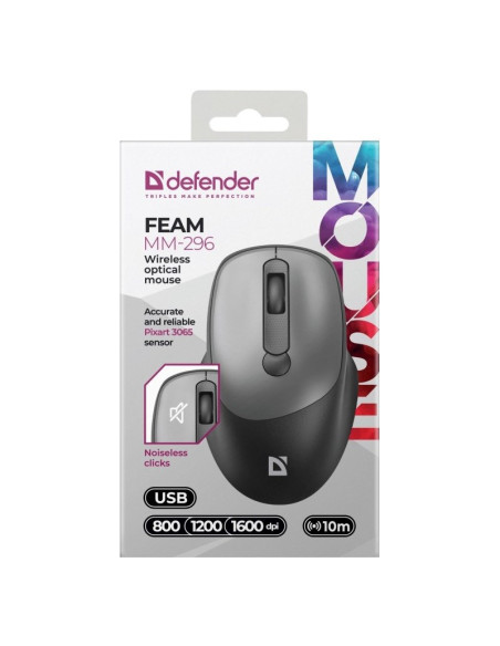 Defender Mysz Feam Mm-296 Rf Silent Szara