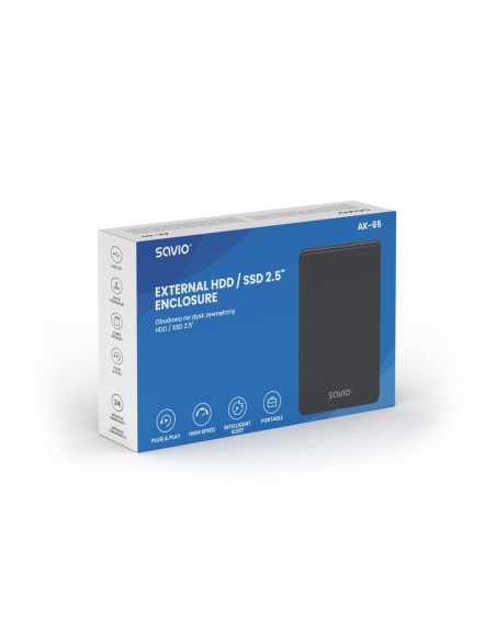Savio Zewnętrzna Obudowa Na Dysk Hdd/Sdd 2,5", Usb 3.0, Ak-65