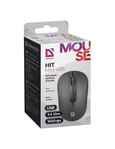 Defender Mysz Bezprzewodowa Hit Mm-495 Rf Optic Czarna 1600Dpi 3P 52495