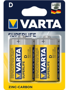 Zestaw Baterii Cynkowo-Węglowe Varta Superlife R20 D (Zn-C  X 2)