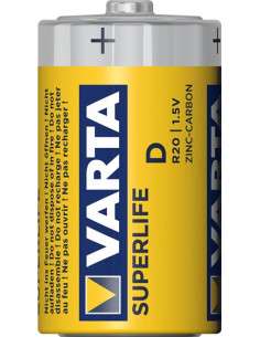 Zestaw Baterii Cynkowo-Węglowe Varta Superlife R20 D (Zn-C  X 2) 2