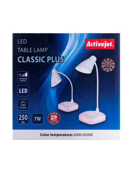 Nowoczesna Lampka Na Biurko Led Activejet Classic Plus Biała Z Funkcją Oświetlenia Nocnego