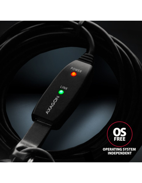 Axagon Adr-220 Usb 2.0 A-M -  A-F Active Extension/Repeater Cable 20M - Kabel - Digital/Daten Kabel Usb Usb A Czarny