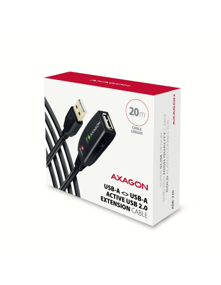 Axagon Adr-220 Usb 2.0 A-M -  A-F Active Extension/Repeater Cable 20M - Kabel - Digital/Daten Kabel Usb Usb A Czarny