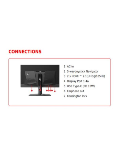Msi Mag 321Up Qd-Oled Monitor Komputerowy 80 Cm (31.5") 3840 X 2160 Px 4K Ultra Hd Czarny