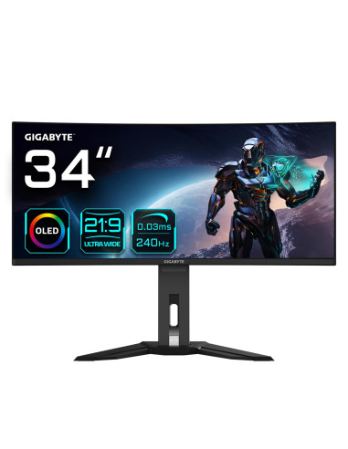 Gigabyte Mo34Wqc2 Monitor Komputerowy 86,4 Cm (34") 3440 X 1440 Px Wide Quad Hd Oled Czarny