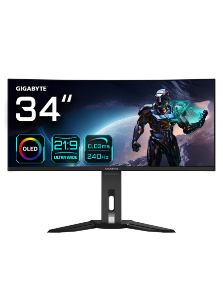 Gigabyte Mo34Wqc2 Monitor Komputerowy 86,4 Cm (34") 3440 X 1440 Px Wide Quad Hd Oled Czarny