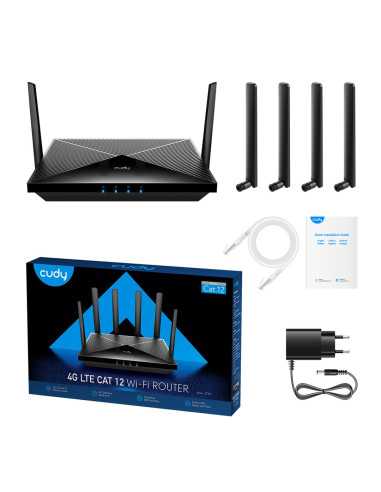 Cudy Lt12 Router Bezprzewodowy Gigabit Ethernet Dual-Band (2.4 Ghz/5 Ghz) 4G Czarny