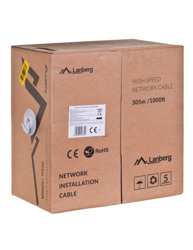 Kabel Sieciowy Lanberg Lcu6-12Cu-0305-S (Utp  305M  Kat. 6  Kolor Szary)