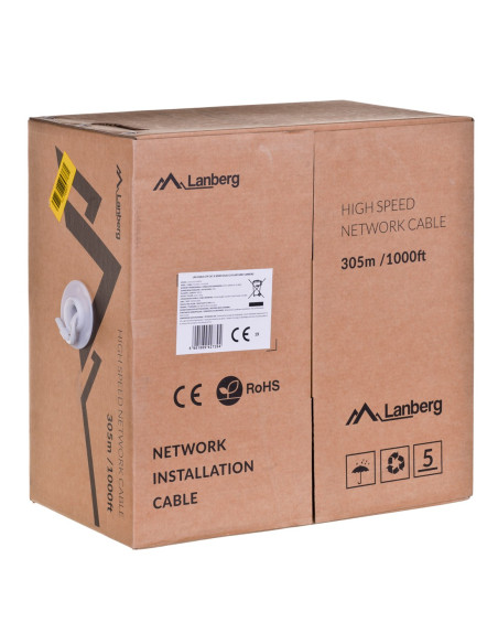 Kabel Sieciowy Lanberg Lcu6-12Cu-0305-S (Utp  305M  Kat. 6  Kolor Szary)