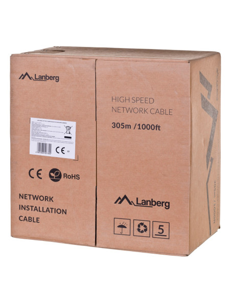 Kabel Sieciowy Lanberg Lcu6-12Cu-0305-S (Utp  305M  Kat. 6  Kolor Szary)