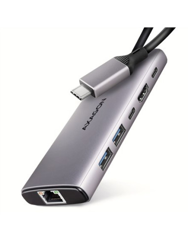 Axagon Hmc-6G2L 2X Usb-A 10Gbps, 1X Usb-C 10Gbps, 4K/60Hz Hdmi, Rj-45, Hub Usb 3.2 Gen 2, Pd 100W, Usb-C 15Cm