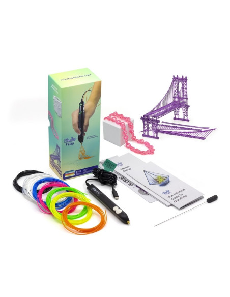 3Doodler Flow Essentials Zestaw Długopisu Do Drukowania 3D + 8 Szt Różnokolorowych Szpul Filamentu 1,75Mm Flow