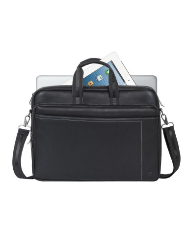 Rivacase Torba Na Laptop 16" Orly, Czarna, Materiał Wodoodporny, Kieszenie Na Tablet 10,1", Smartfon, Dokumenty I Akcesoria