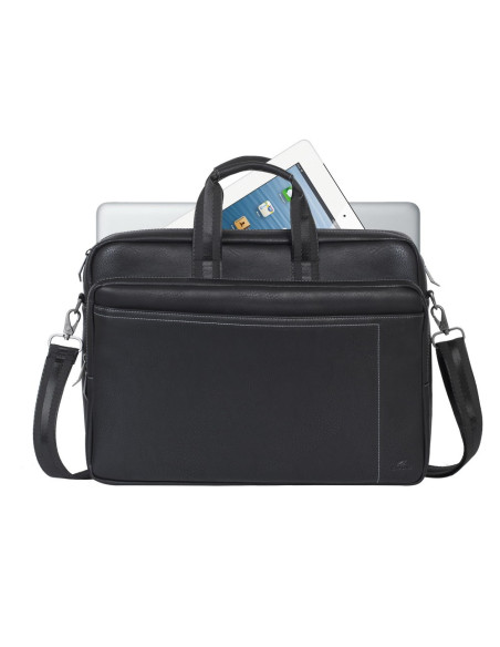 Rivacase Torba Na Laptop 16" Orly, Czarna, Materiał Wodoodporny, Kieszenie Na Tablet 10,1", Smartfon, Dokumenty I Akcesoria