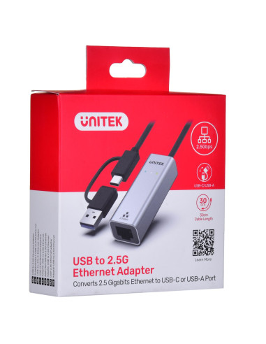 Unitek Adapter Usb-A/Usb-C - Rj-45 2.5 Gbit, U1313C