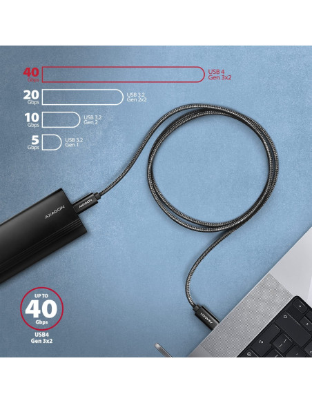 Axagon Bucm4X-Cm10Ab Kabel Usb Usb 3.2 Gen 2X2 1 M Usb C Czarny
