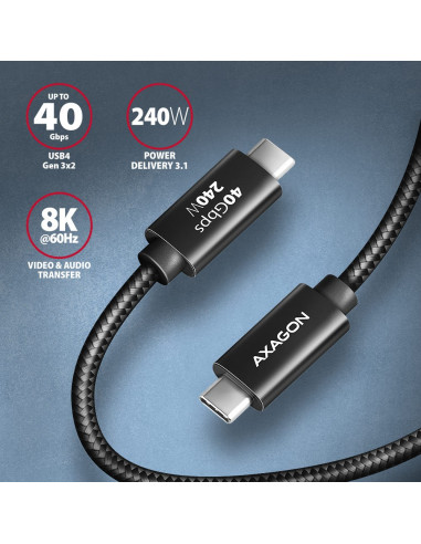 Axagon Bucm4X-Cm10Ab Kabel Usb Usb 3.2 Gen 2X2 1 M Usb C Czarny