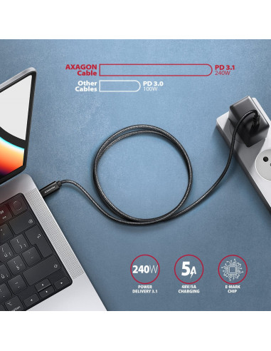 Axagon Bucm4X-Cm10Ab Kabel Usb Usb 3.2 Gen 2X2 1 M Usb C Czarny