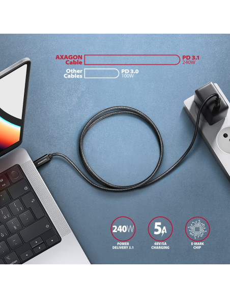 Axagon Bucm4X-Cm10Ab Kabel Usb Usb 3.2 Gen 2X2 1 M Usb C Czarny