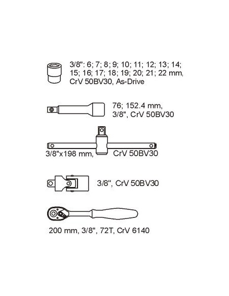 Yato Yt-5542 Gniazdko/Zestaw Gniazdek Zestaw Nasadek