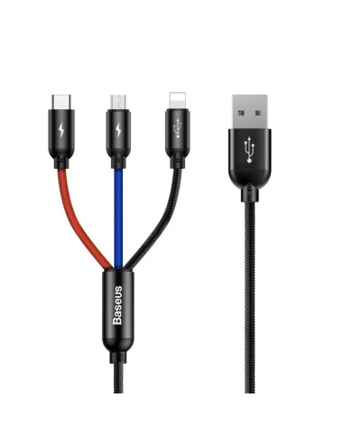 Baseus Kabel Usb 3W1 Usb-C / Lightning / Micro 3A