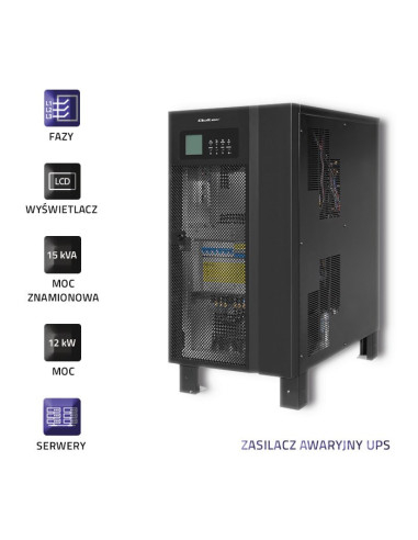 Qoltec Zasilacz Awaryjny Ups 3-Fazowy | 15Kva | 12Kw | Lcd