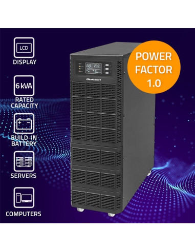 Qoltec Zasilacz Awaryjny Ups 6Kva | 6000W | Power Factor 1.0 | Lcd | Epo | Usb | On-Line